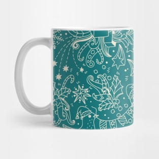 Cute Holiday Patterns with Stars, Present, Snowflakes, Christmas Tree. Christmas Pattern Mug